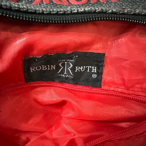 A327 Robin Ruth New York Large Canvas Graphic Hobo Bag Tote Closure Multicolor - Picture 5 of 8